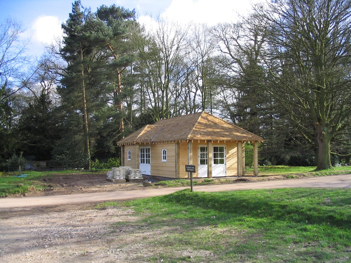 Timber visitor reception building